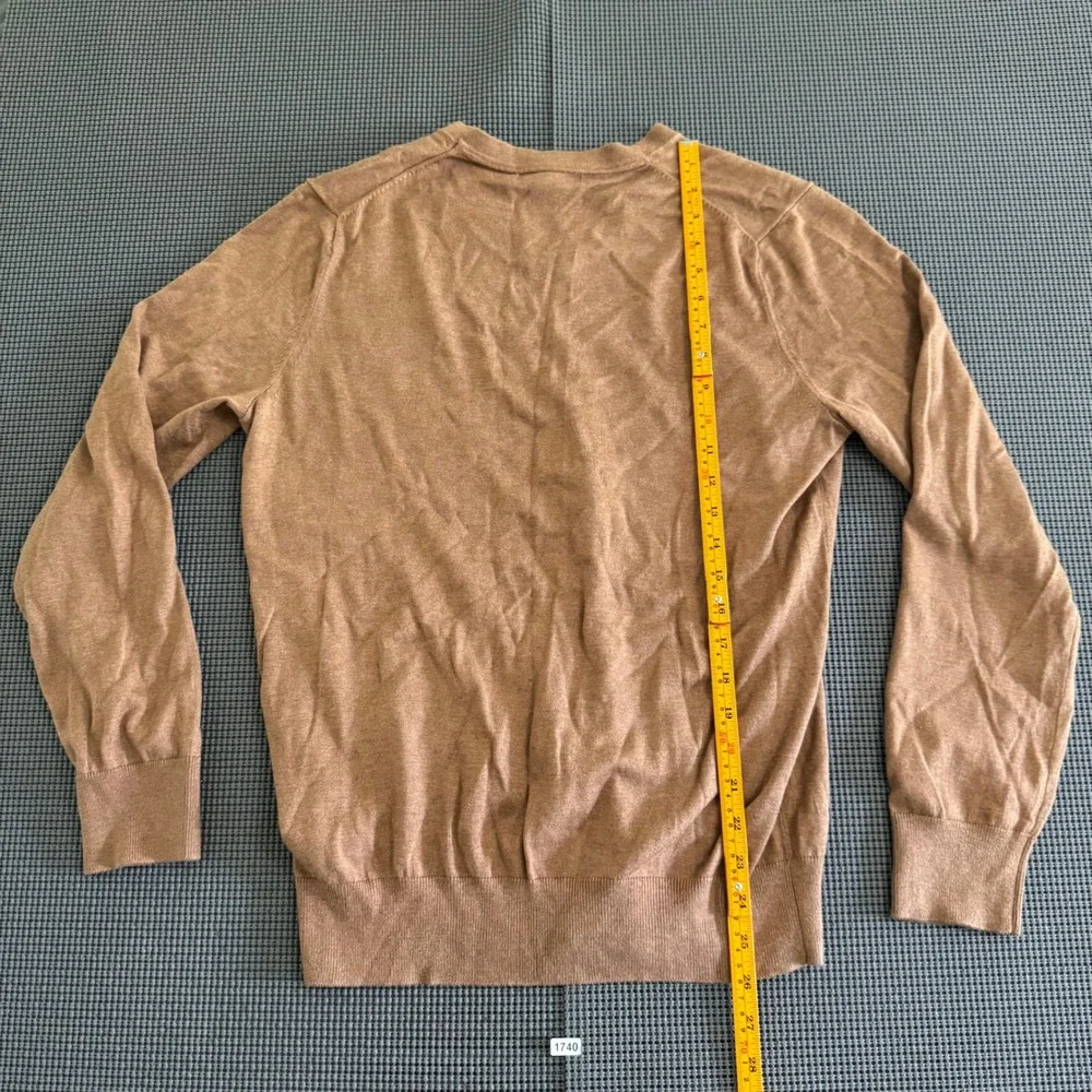 Banana Republic Luxury Blend Silk Cotton Cashmere V-Neck Sweater Camel Brown M